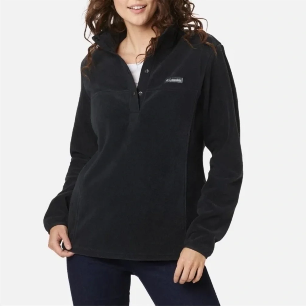 Columbia Women's Black Benton Springs 1/2 Snap Pullover Fleece Size XXL